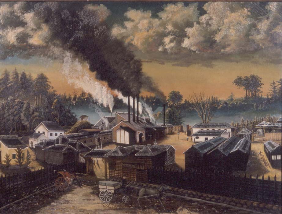 18.油絵「三田製紙所全景」